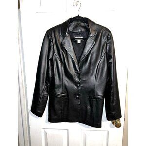 VS2 Vintage Authentic Black Leather Womens Fitted Jacket Sz M